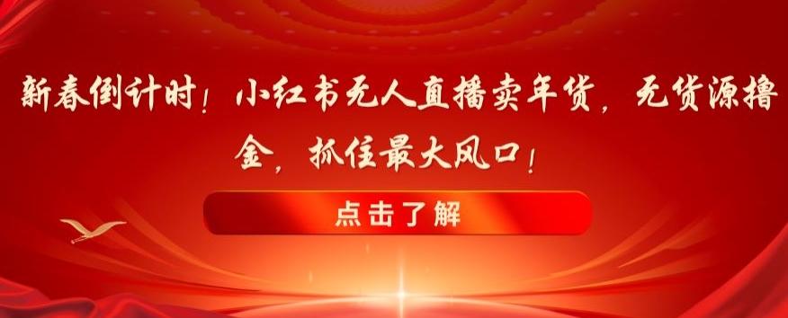 新春倒计时！小红书无人直播卖年货，无货源撸金，抓住最大风口【揭秘】-千创分享