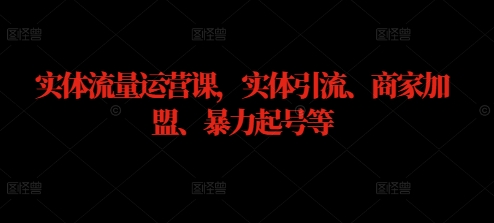 实体流量运营课，实体引流、商家加盟、暴力起号等-千创分享