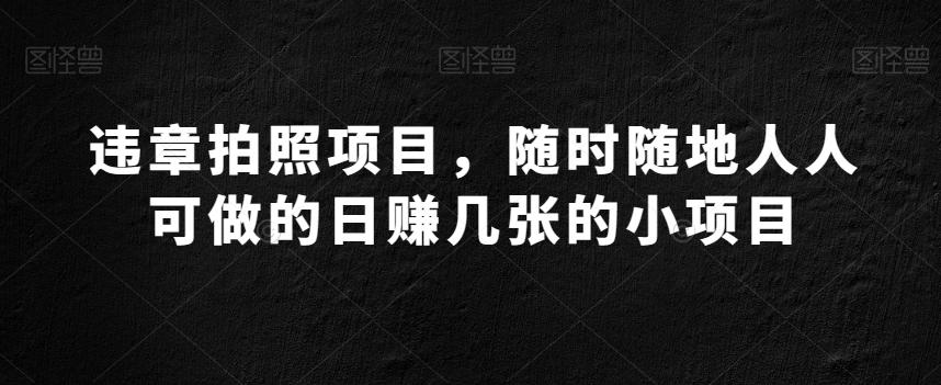 违章拍照项目，随时随地人人可做的日赚几张的小项目-千创分享