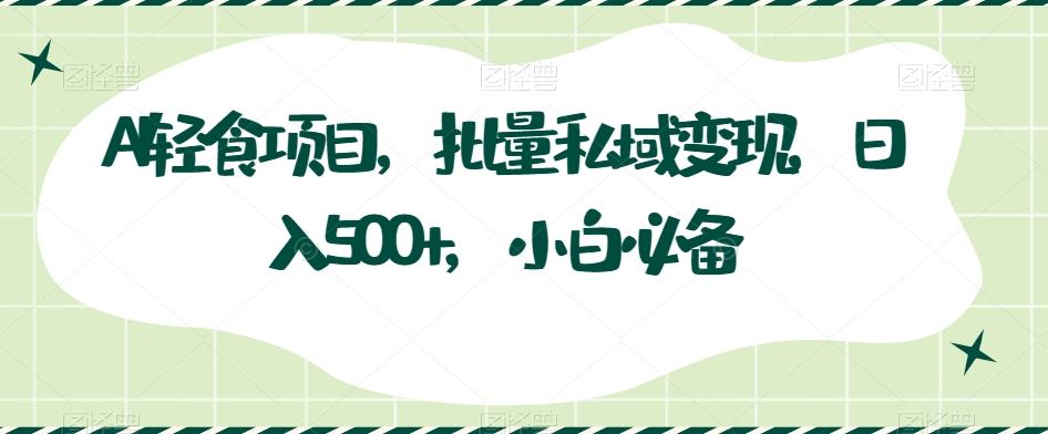 AI轻食项目，批量私域变现，日入500+，小白必备-千创分享