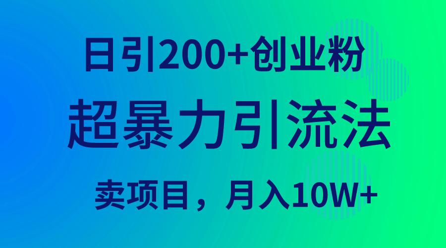(9654期)超暴力引流法，日引200+创业粉，卖项目月入10W+-千创分享