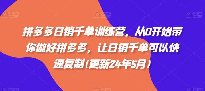 拼多多日销千单训练营，从0开始带你做好拼多多，让日销千单可以快速复制(更新24年7月)-千创分享