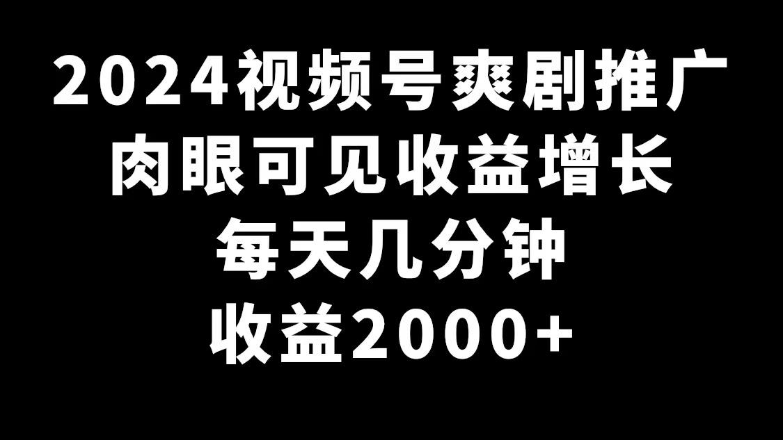 2024视频号爽剧推广，肉眼可见的收益增长，每天几分钟收益2000+-千创分享