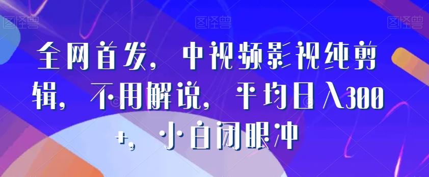 全网首发，中视频影视纯剪辑，不用解说，平均日入300+，小白闭眼冲-千创分享