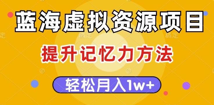 蓝海虚拟资源项目，提升记忆力方法，多种变现方式，轻松月入1w+【揭秘】-千创分享