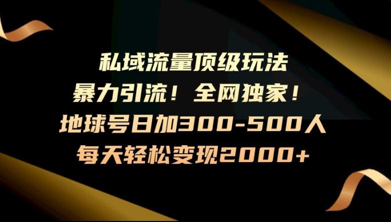 暴力引流，全网独家，地球号日加300-500人，私域流量顶级玩法，每天轻松变现2000+-千创分享
