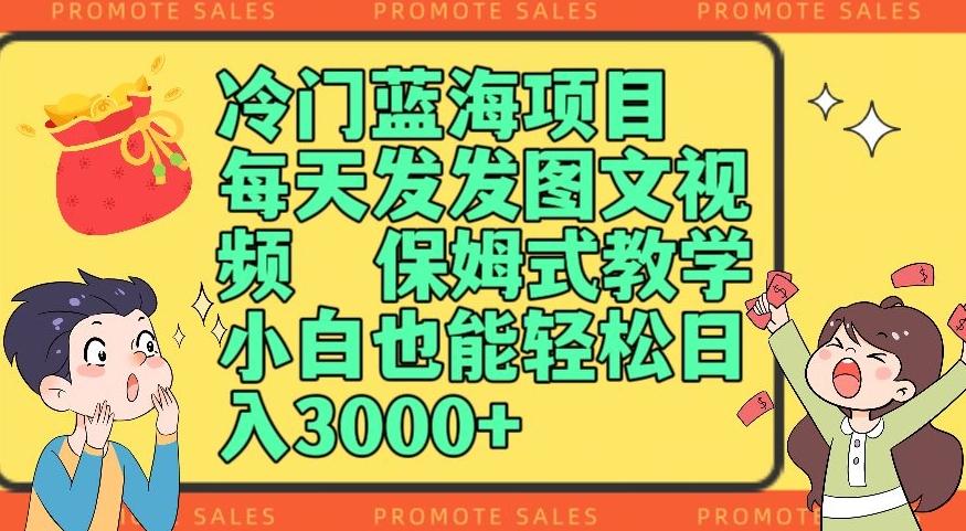 冷门蓝海项目，每天发发图文视频，保姆式教学，小白也能轻松日入3000+-千创分享