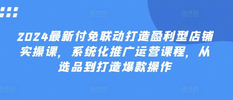 2024最新付免联动打造盈利型店铺实操课，​系统化推广运营课程，从选品到打造爆款操作-千创分享