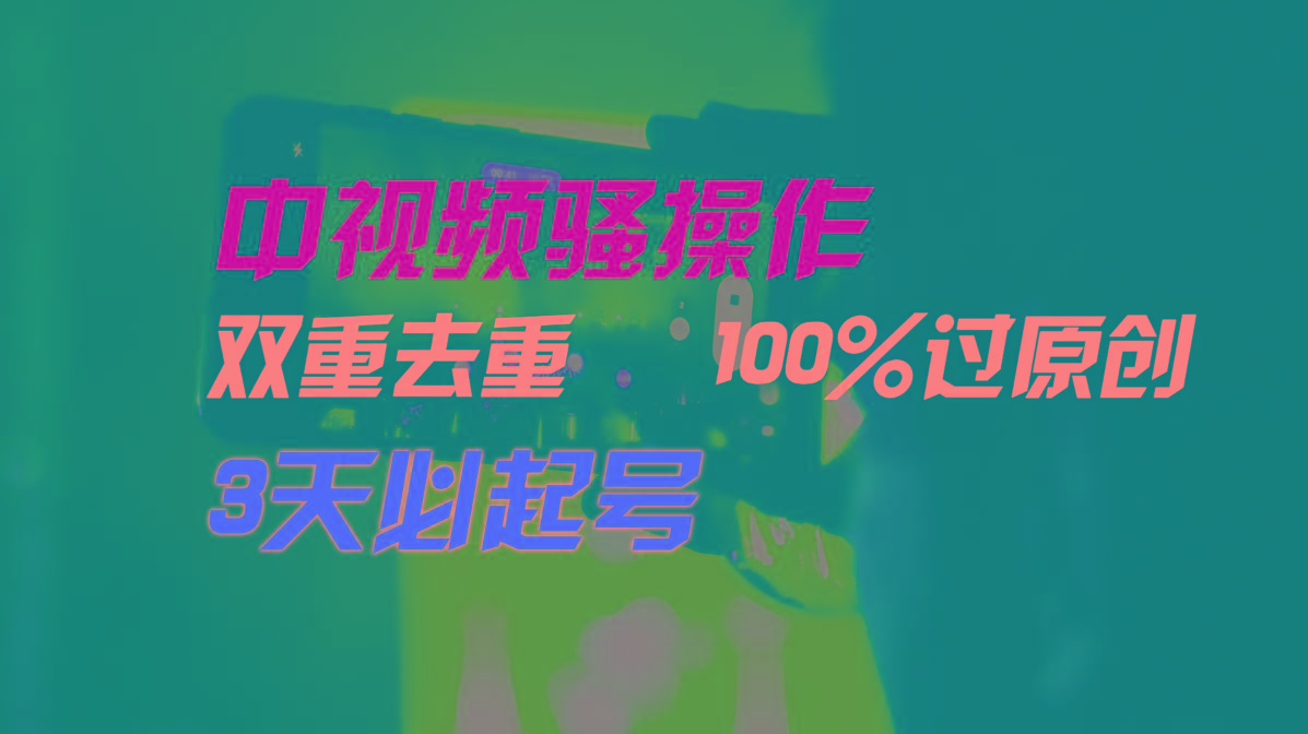 中视频骚操作，双重去重100%过原创，3天比必起号，简单无脑，月入3W+-千创分享