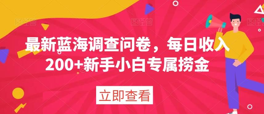 最新蓝海调查问卷，每日收入200+新手小白专属捞金-千创分享