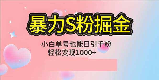 单人单机日引千粉，变现1000+，S粉流量掘金计划攻略-千创分享