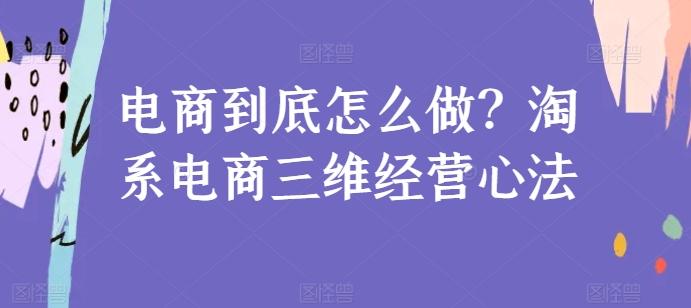 电商到底怎么做？淘系电商三维经营心法-千创分享