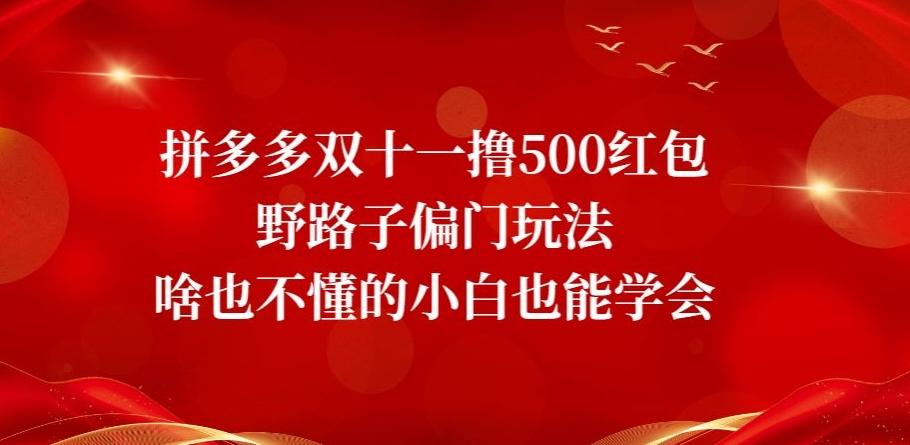 拼多多双十一撸500红包野路子偏门玩法，啥也不懂的小白也能学会【揭秘】-千创分享